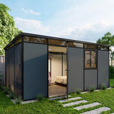 Abri de jardin modulaire isolé 5x3m anthracite et noir - plancher inclus - Everbox Ma boutique